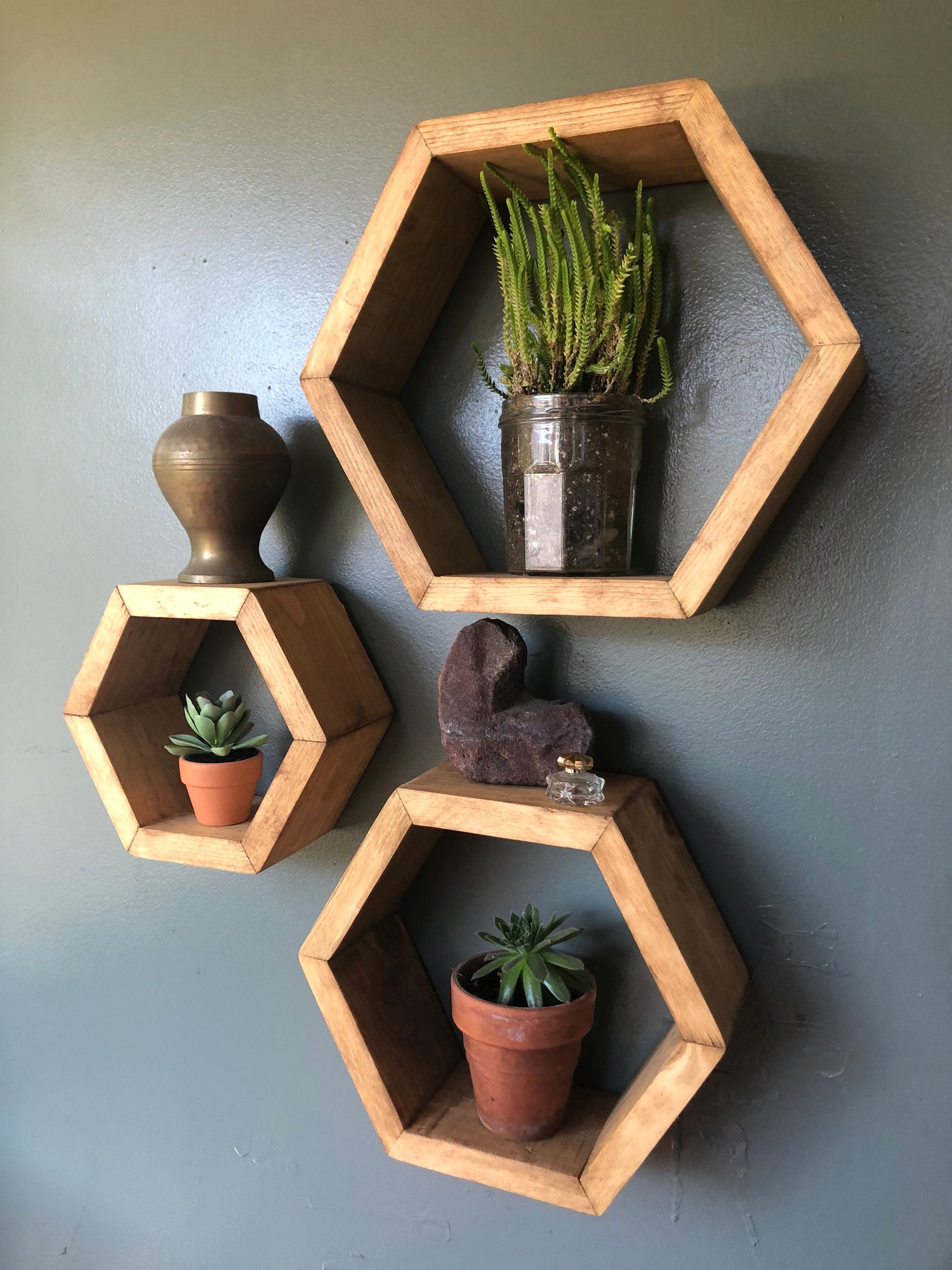 Shelves Boho Wall Decor Wood Shelves Honeycomb Shelves | Etsy