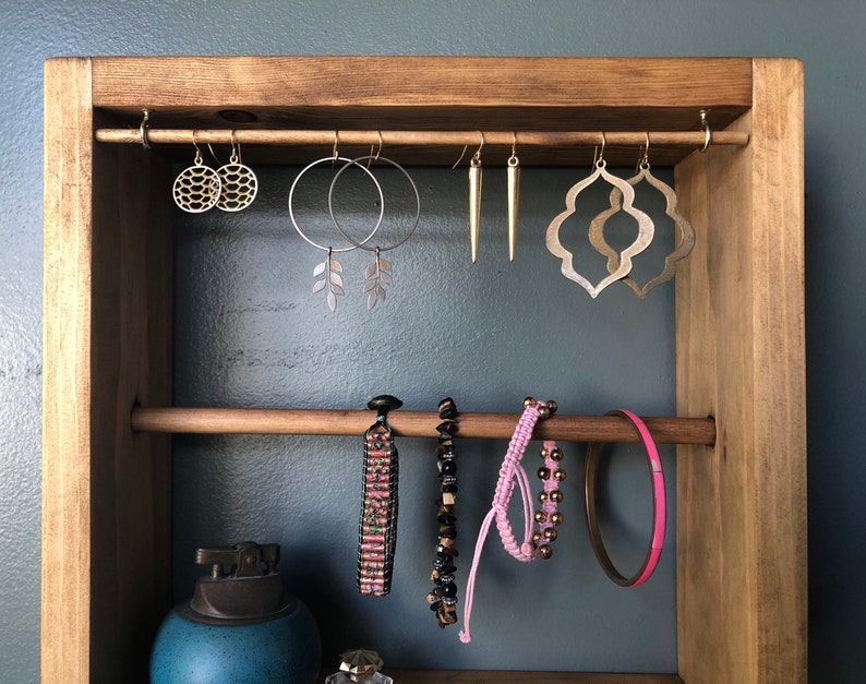 Wood Jewelry Organizer wood Jewelry Shelf Wall Mounted Etsy