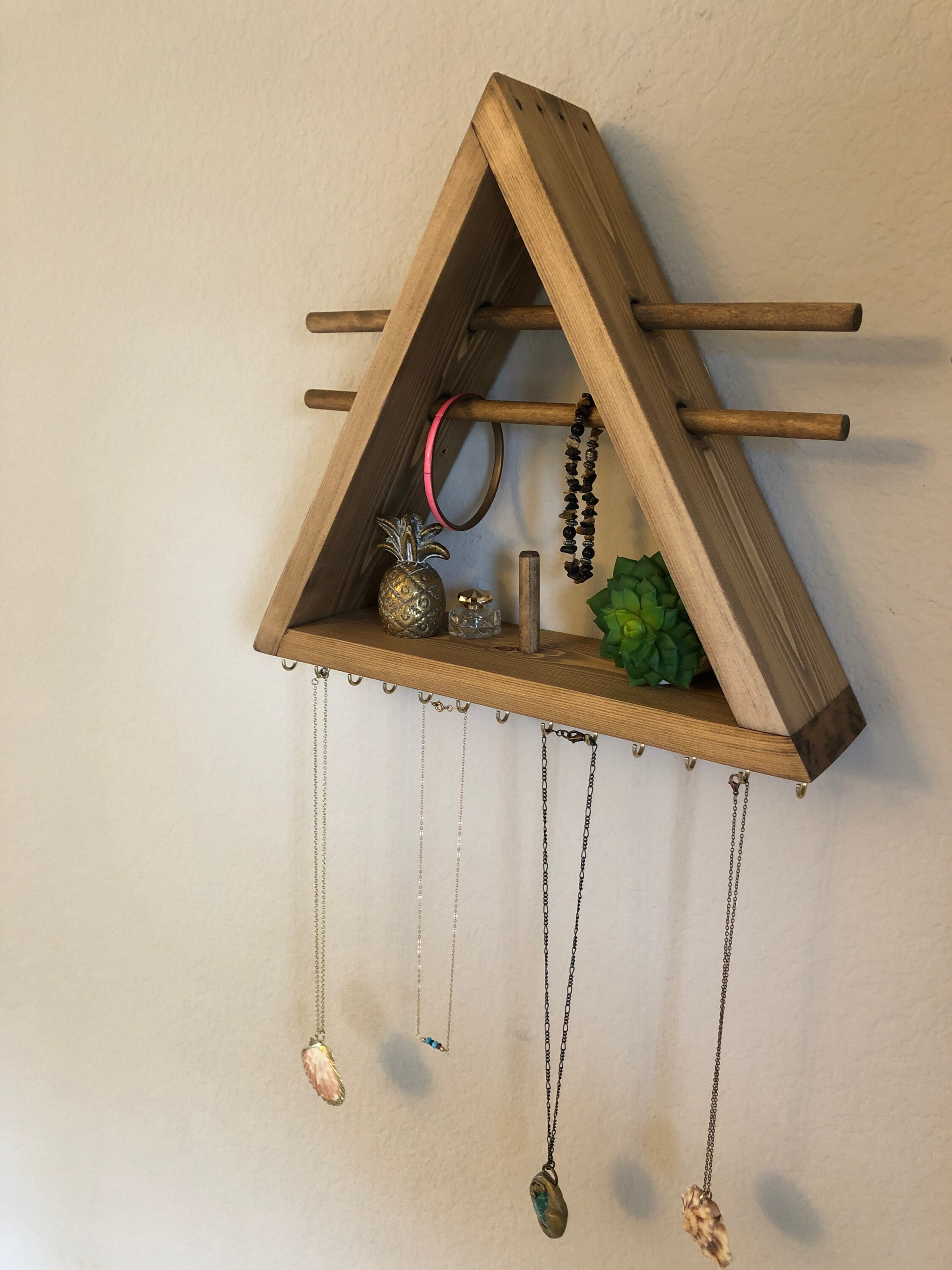 Wall Jewelry Organizer Wood Jewelry Organizer Necklace Etsy