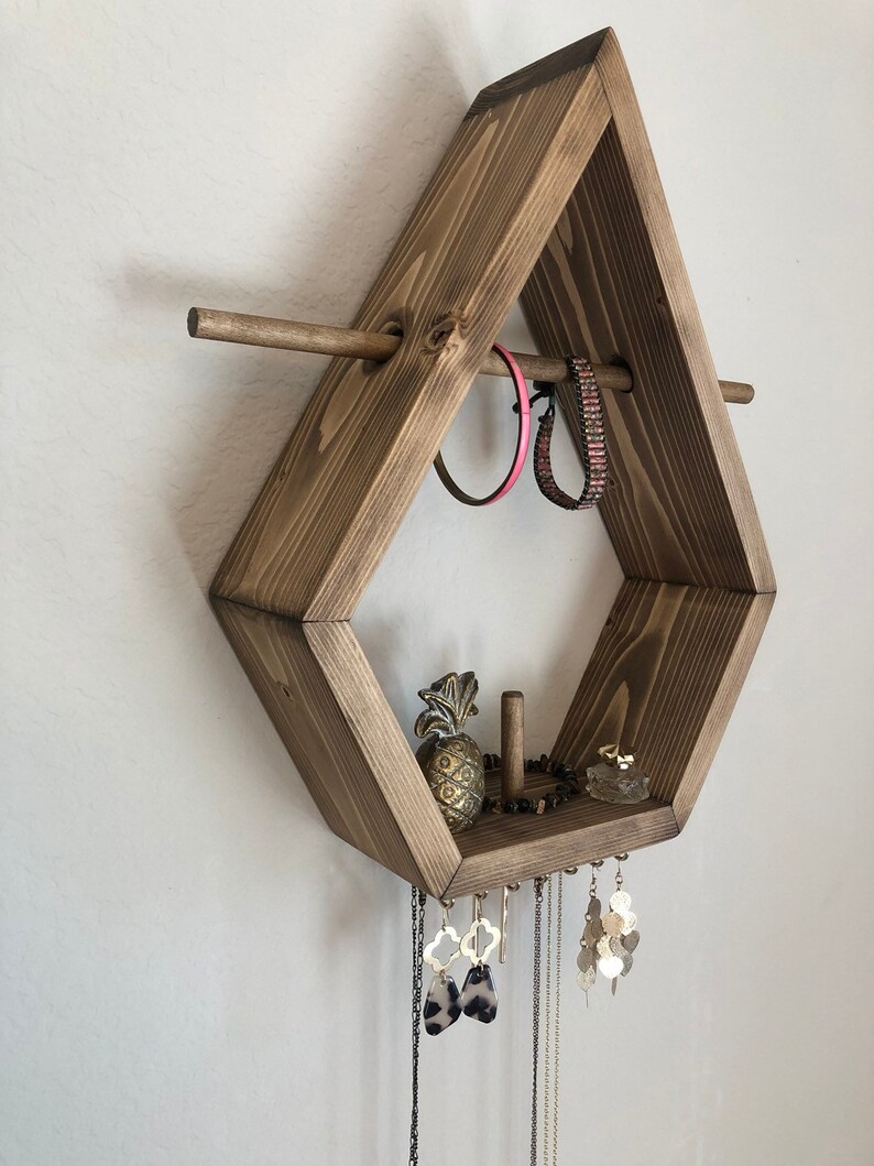 Jewelry Shelf Wood Shelf Diamond Wood Shelf for Jewelry Etsy