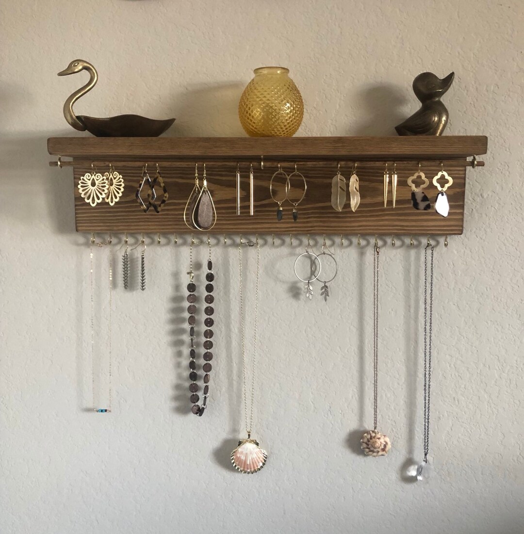 Jewelry Organizer, Wall Mount Jewelry Holder, Earring Holder, Necklace