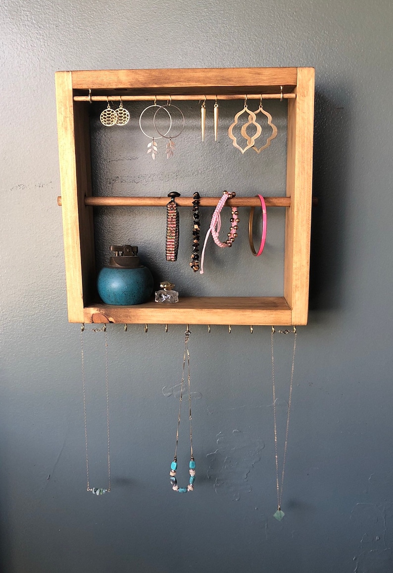 Wood Jewelry Organizer wood Jewelry Shelf Wall Mounted Etsy