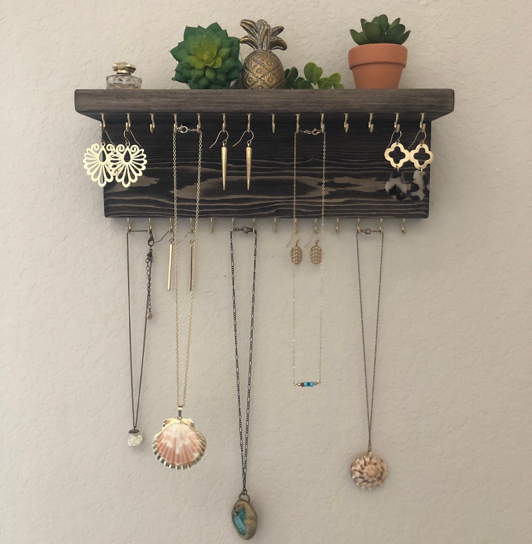 Jewelry Organizer With Shelf , Wall Mount Jewelry Holder, Earring