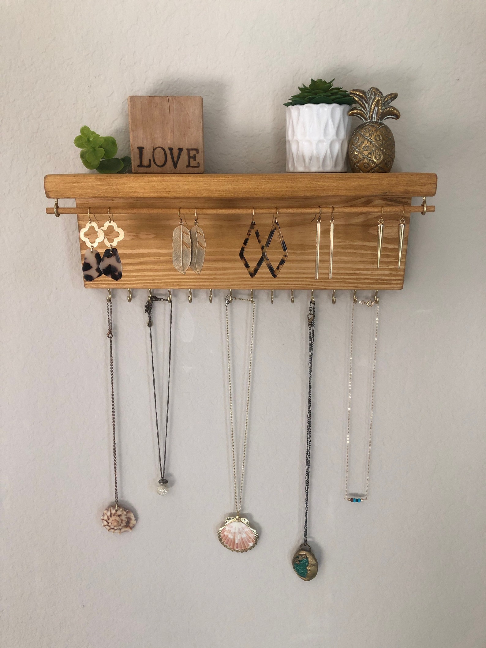 Jewelry Wall Shelf Jewelry Organizer Gift for Her Earring Etsy