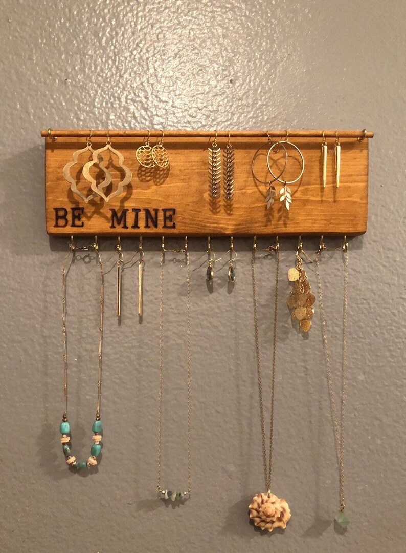 Jewelry Organizer Wall Storage Earring Holder Necklace Display Valentines Day Gift