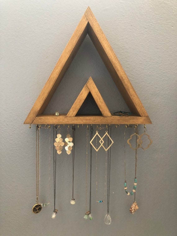 Jewelry Organizer Wall Boho Triangle Jewelry Shelf Arrow Etsy