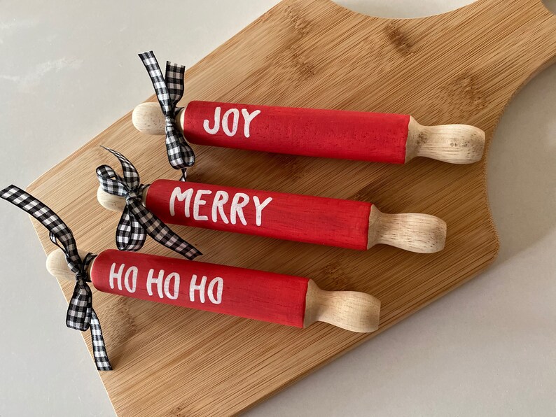 Mini Rolling Pin Tiered Tray Decor Christmas Rolling Pin Etsy