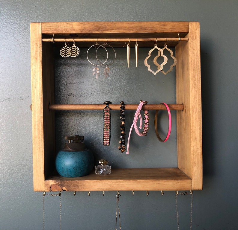 Wood Jewelry Organizer wood Jewelry Shelf Wall Mounted Etsy