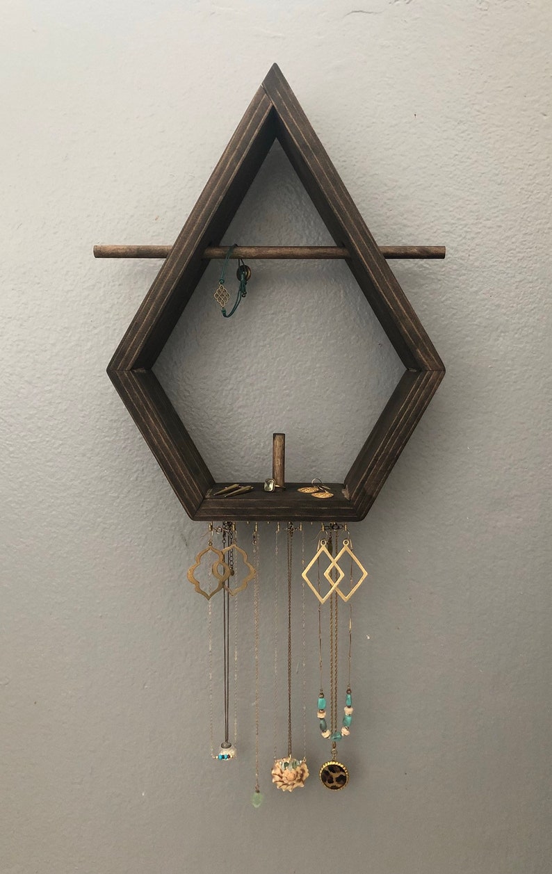 Jewelry Shelf Wood Shelf Diamond Wood Shelf for Jewelry Etsy