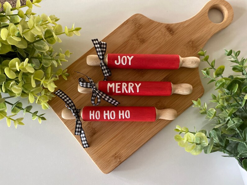 Christmas Rolling Pin Mini Rolling Pin Tiered Tray Decor Etsy