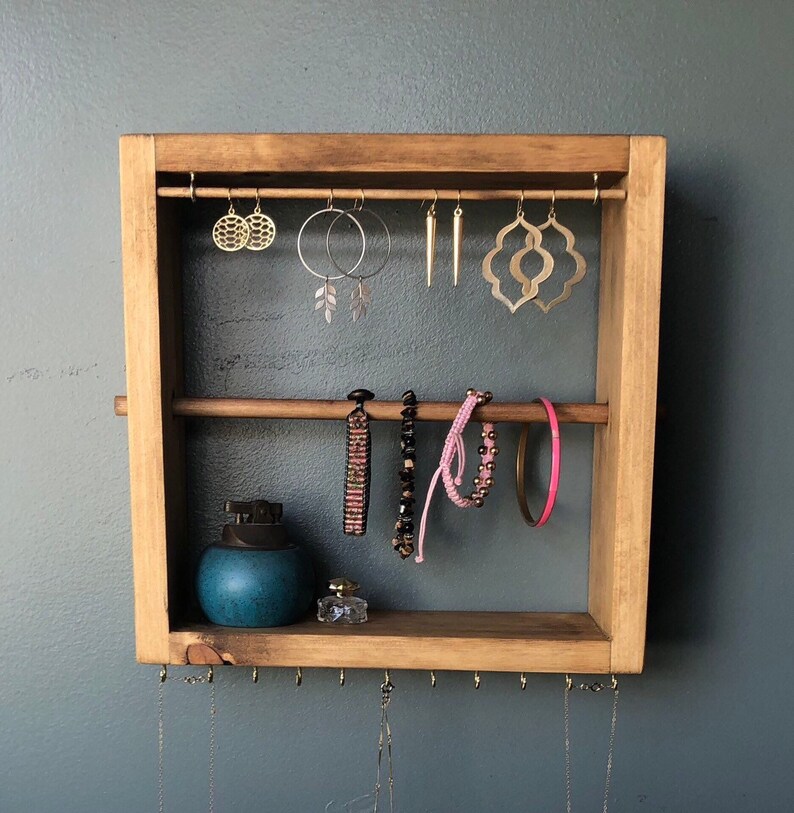 Wood Jewelry Organizer wood Jewelry Shelf Wall Mounted Etsy
