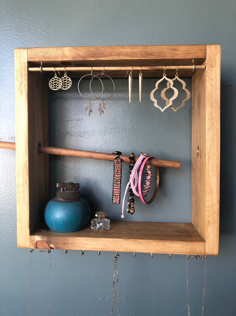 Wood Jewelry Organizer wood Jewelry Shelf Wall Mounted Etsy