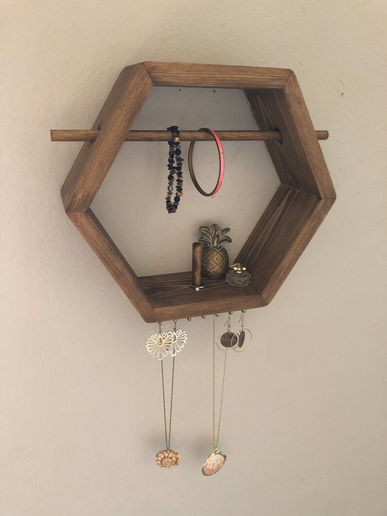 Jewelry Organizer Shelf Wall Mount Jewelry Holder Etsy