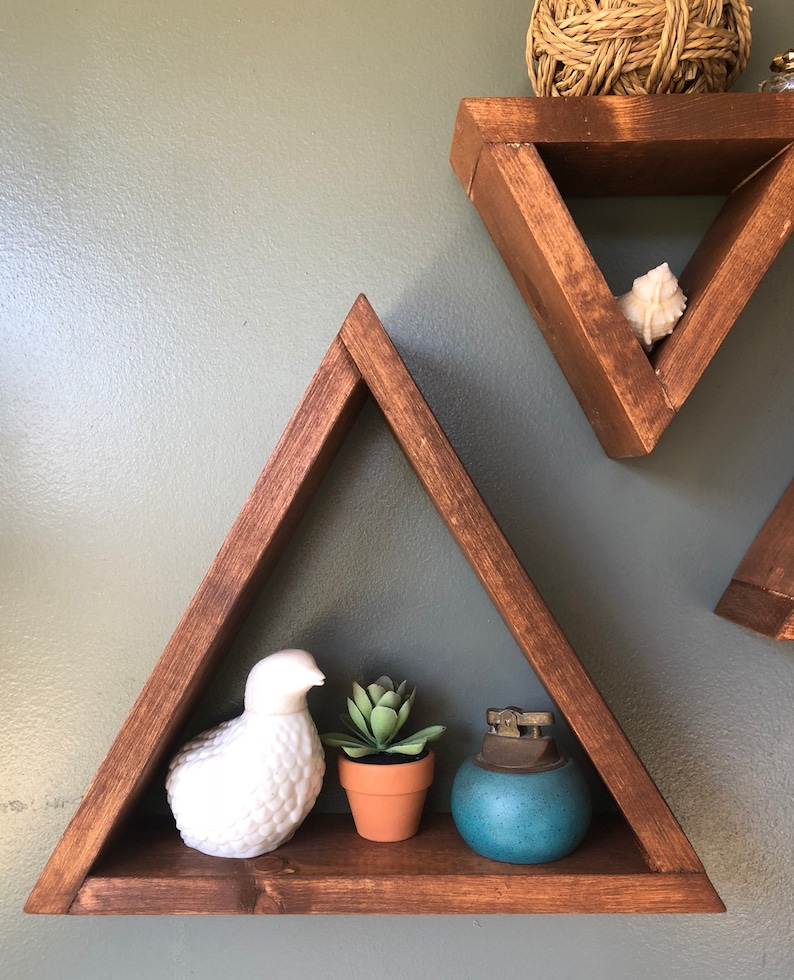 Triangle Shelves Geometric Shelves Floating Shelf Wooden Etsy