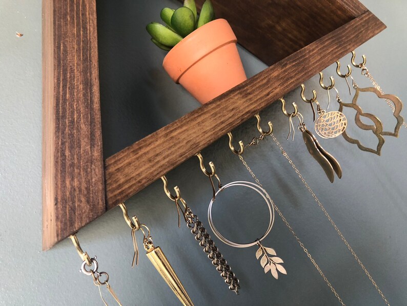 Jewelry Organizer Wood Jewelry Shelf Necklace Storage Etsy