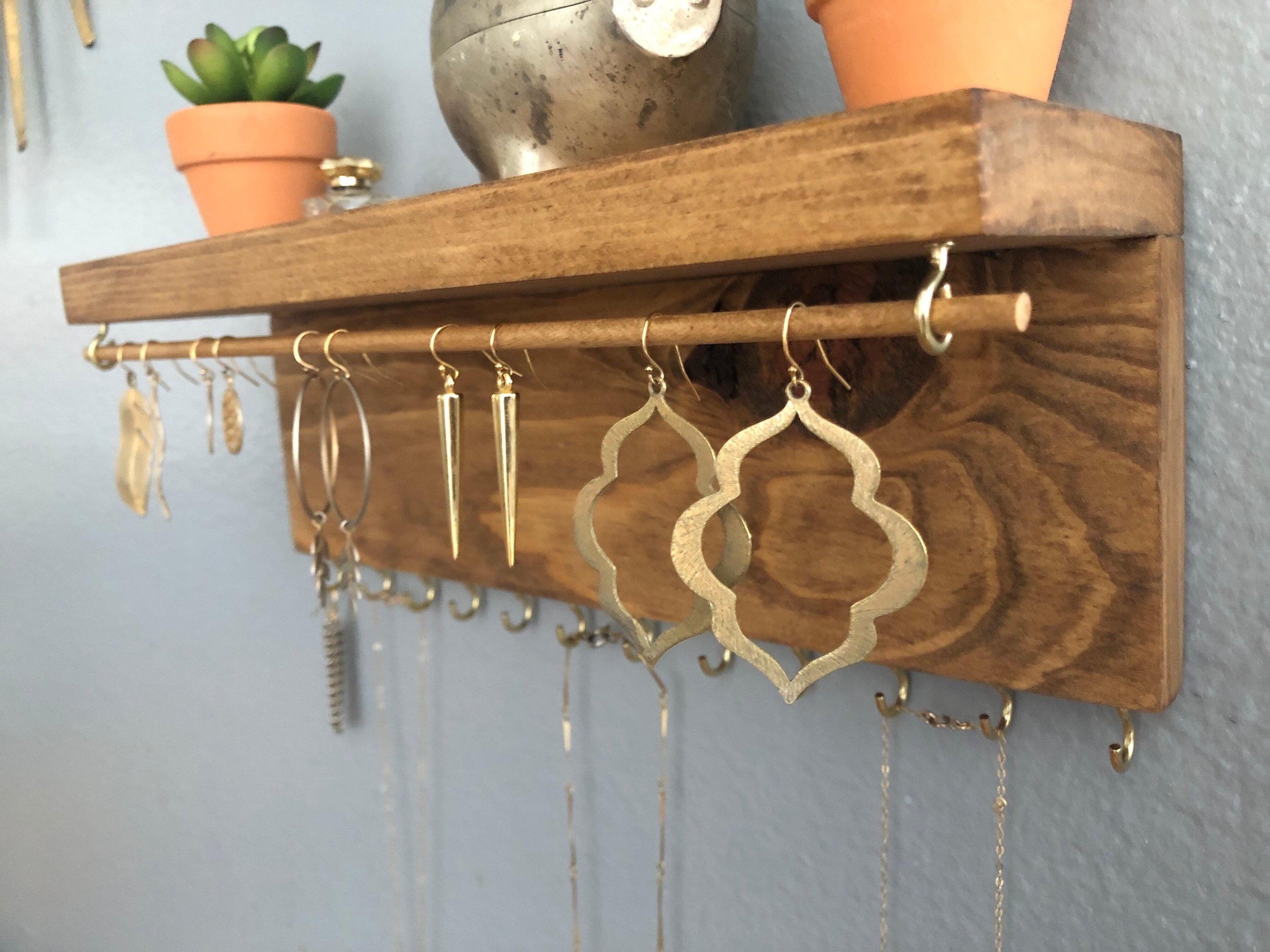 Jewelry Organizer With Shelf Wall Mount Jewelry Holder Etsy UK