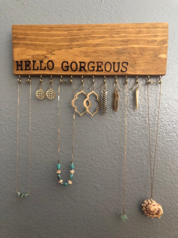 Jewelry Organizer Wall Storage Earring Holder Necklace Display Gift For Her