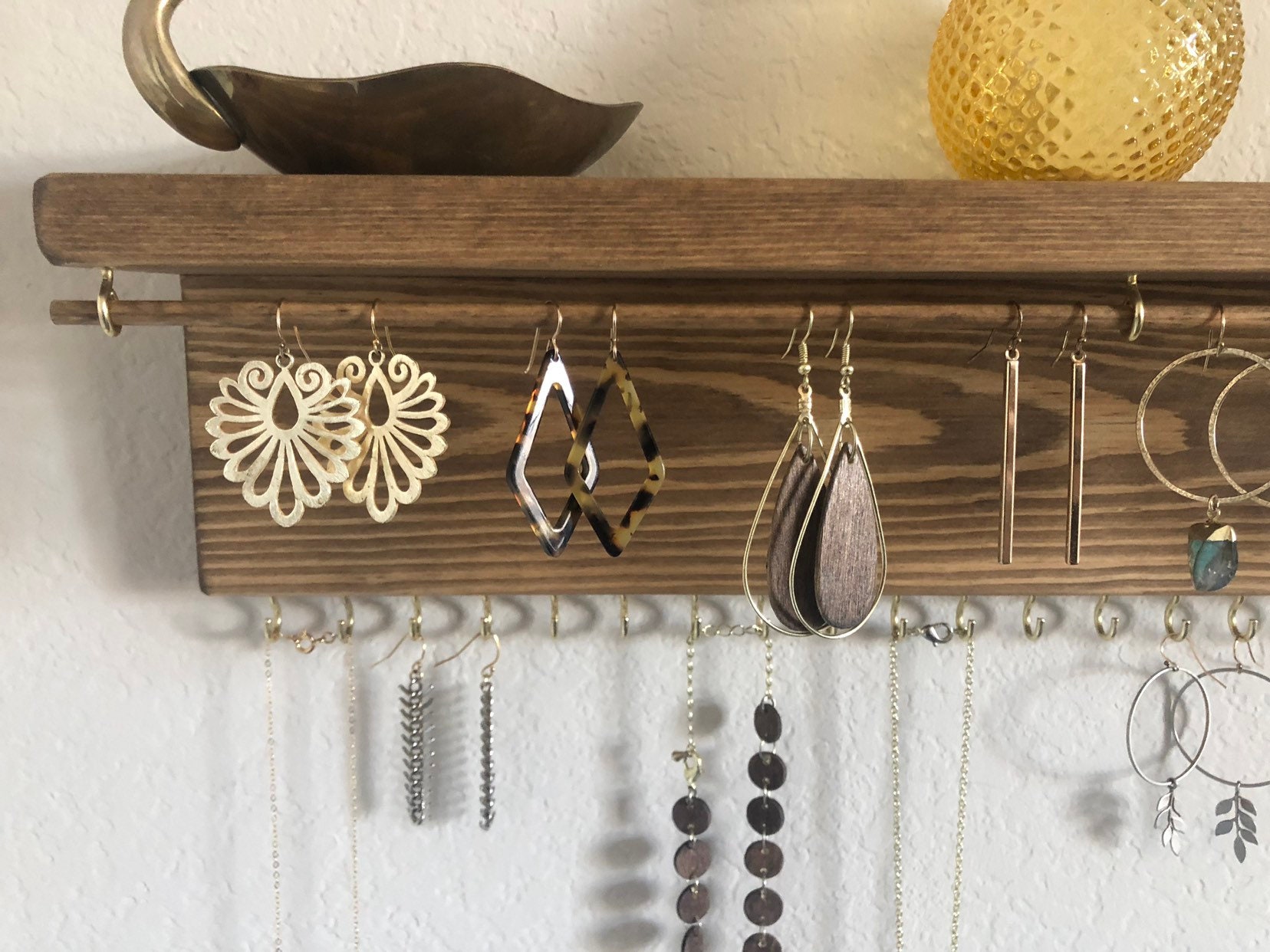 Jewelry Organizer Wall Mount Jewelry Holder Earring Holder Etsy