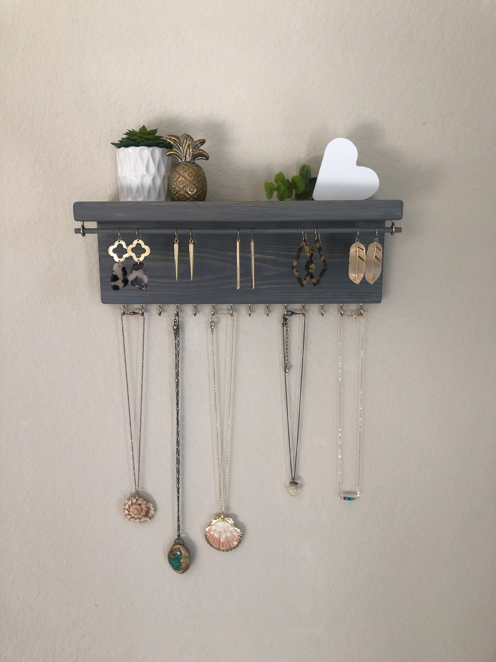 Jewelry Wall Shelf Jewelry Organizer Gift for Her Earring Etsy