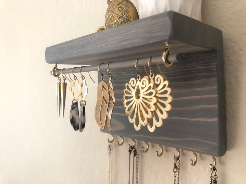 Jewelry Organizer Shelf Wall Mount Jewelry Holder Earring Etsy