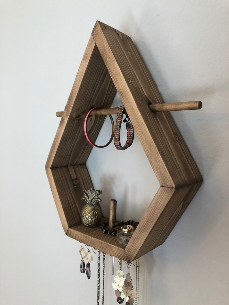 Jewelry Shelf Wood Shelf Diamond Wood Shelf for Jewelry Etsy