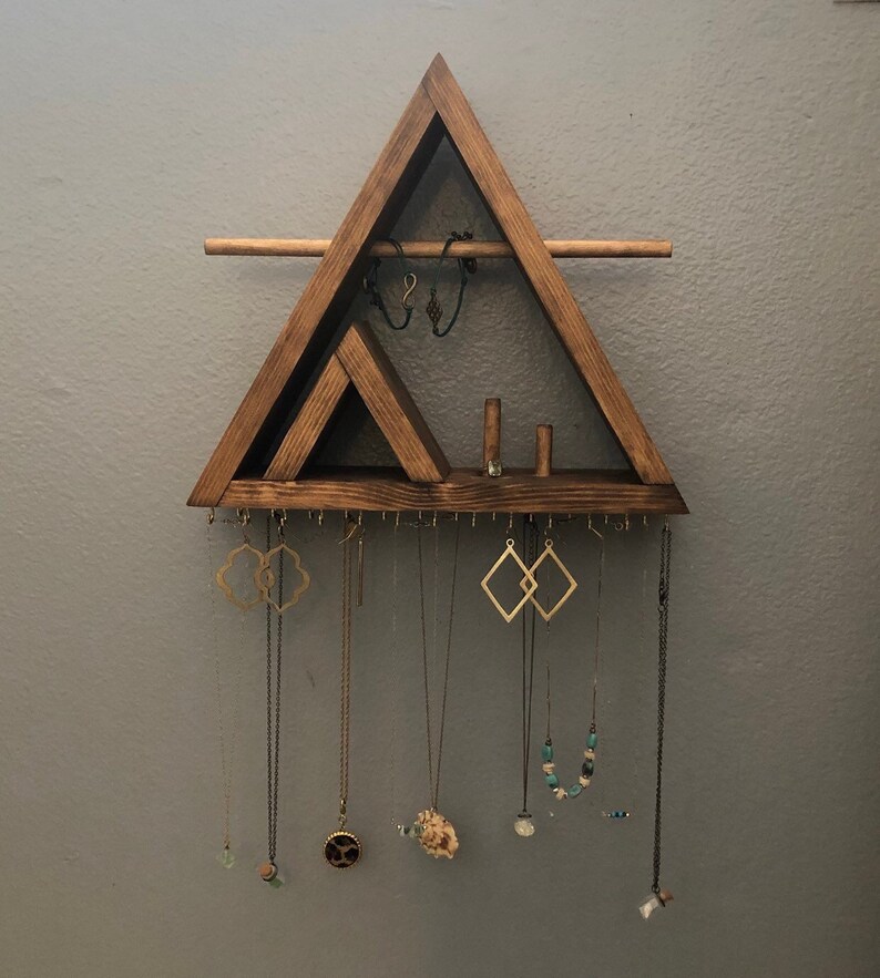 Jewelry Organizer Wall, Jewelry Storage, Wood Shelf, Earing Holder, Ring Holder, Jewelry Display, Necklace Storage, Necklace Holder, Modern 