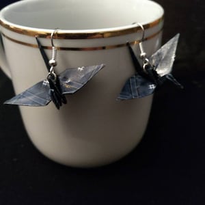 Origami Kranich Blau Anthrazit
