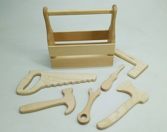 Wooden Tool Set kit toy with Tool Box Personalized Toddler wood repair kit Waldorf toys Montessori learning