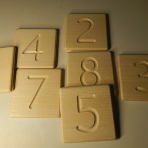 Grandes números tarjetas de trazado Matemáticas Tarjetas de madera Números azulejos Aprendizaje Juguetes de madera regalo Montessori Material Homeschool Juguetes Waldorf
