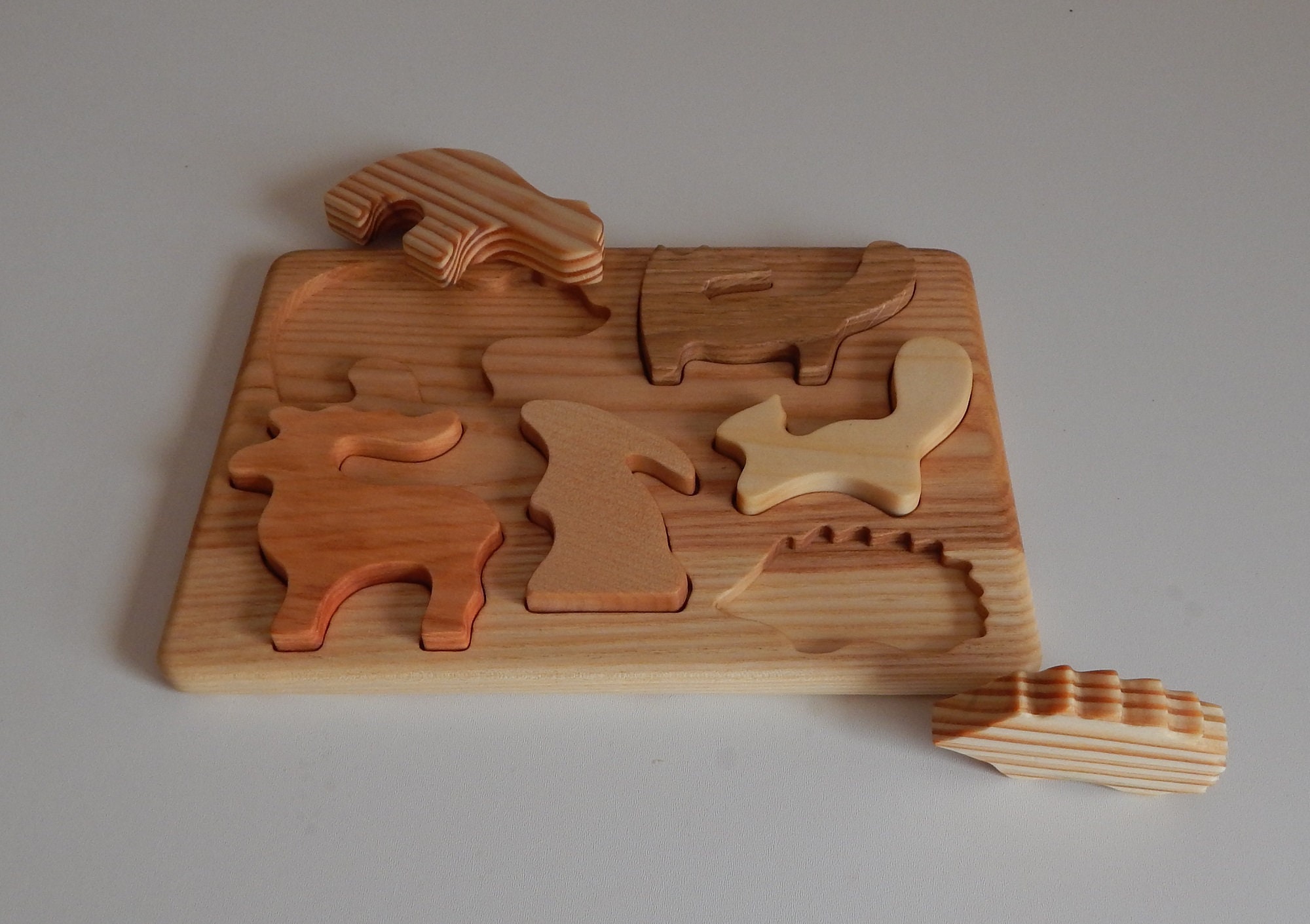 Wood Puzzle Forest Animals Wooden Puzzle Busy Board Toy Christmas Gift ...
