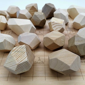 Geometric Wooden building Blocks toy Wooden stones Wood rocks toy Balancing game Montessori toy Waldorf materials japanese relax game image 4