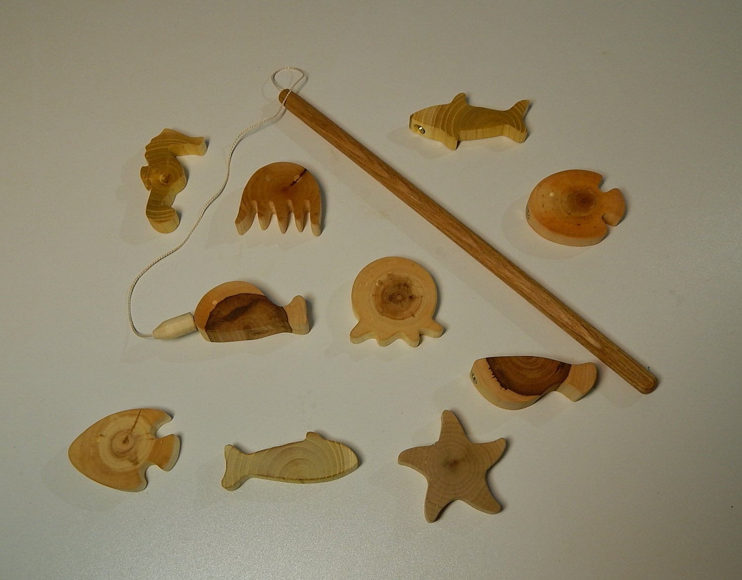 Wooden Fishing Game Toys Magnetic 10 Fishes Fishing Toy Magnetic