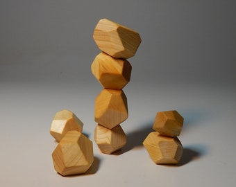 Balancing game Wooden Blocks Wood stones Tumi Waldorf materials Montessori Wood rocks toys meditative japanese game Ishi