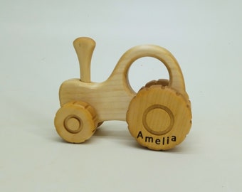 Wooden tractor with SUPER musical wheels with personalization Toy pusher for kids