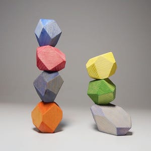 ストーンブロックバランスおもちゃレインボーロックビルドゲームウォルドルフ幾何学おもちゃ