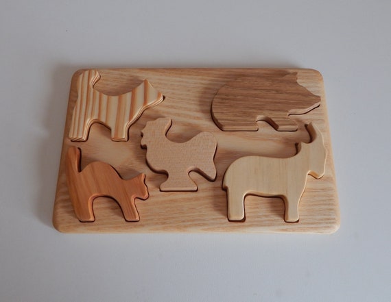 Wooden Puzzle Farm Animals Toys Busy Board Wood Brain Teaser