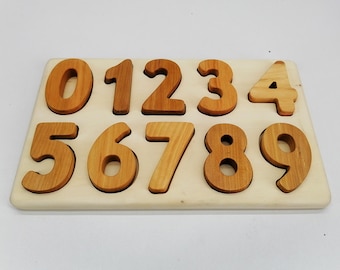 Wood puzzle numbers board Wooden toy 0-9