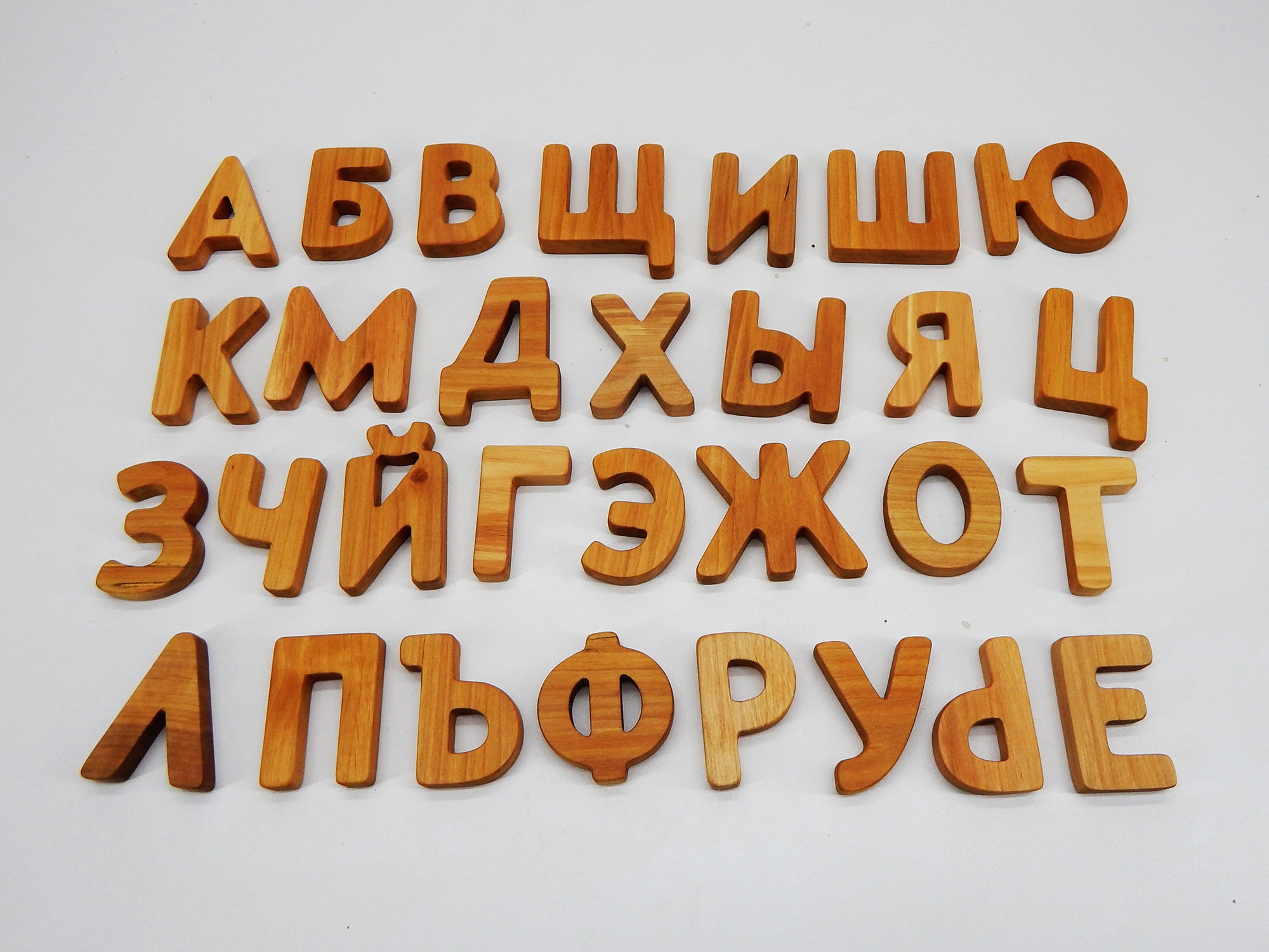 Wood Puzzles Set Russian Alphabet Learning Toys Preschool Learning