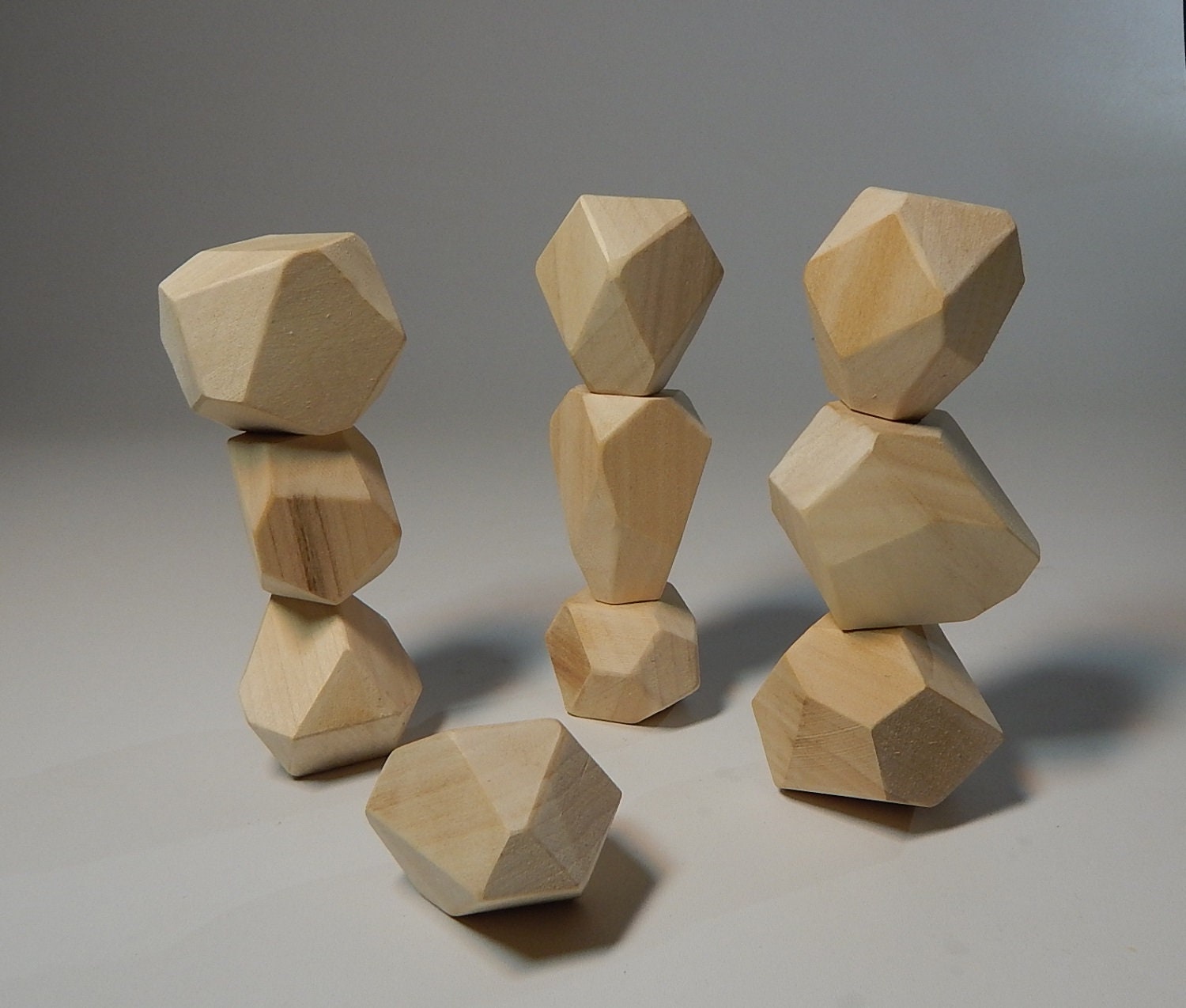 Geometric Wooden Building Blocks Toy Balancing Game Natural Etsy UK