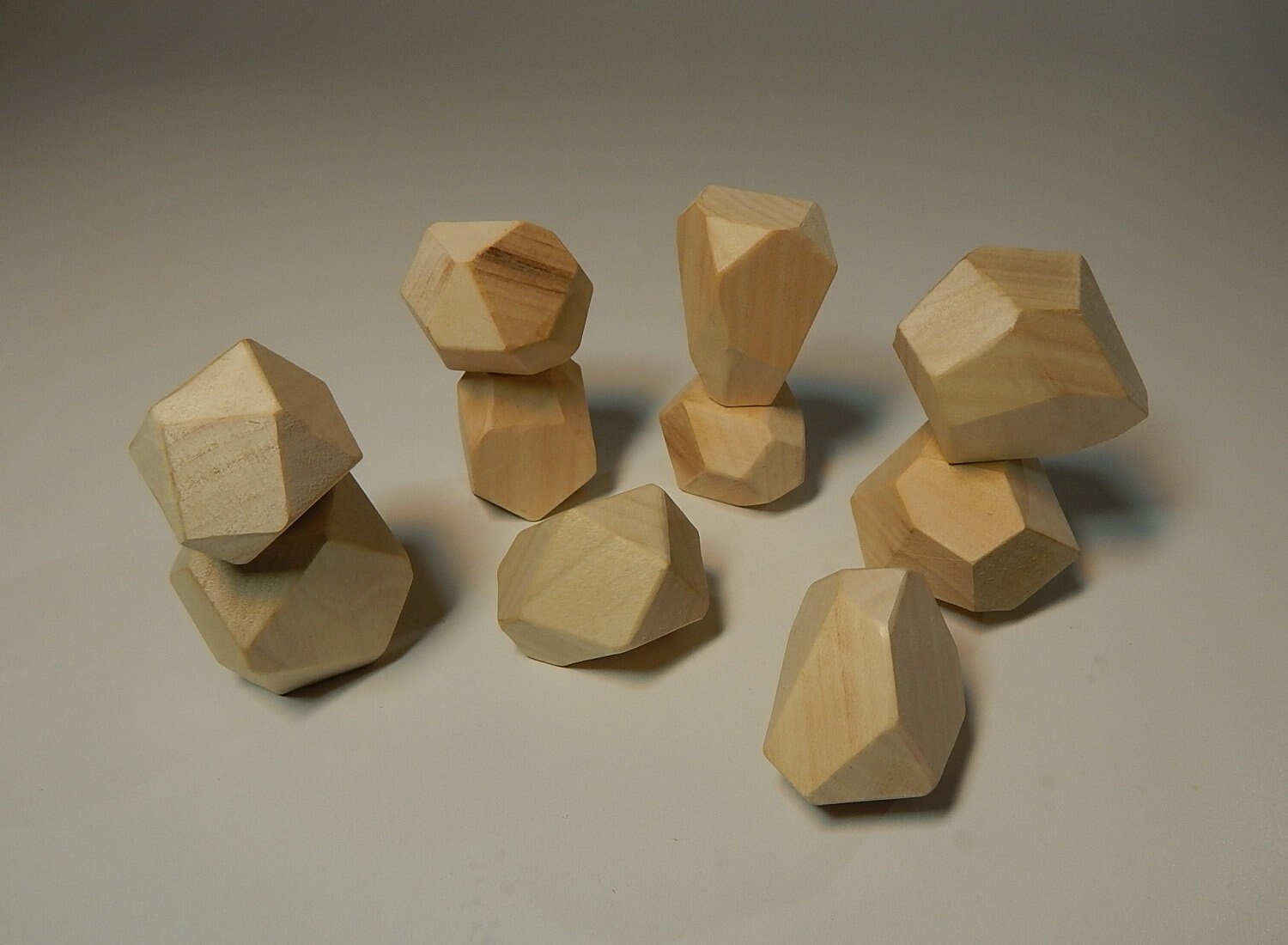 Geometric Wooden Building Blocks Toy Balancing Game Natural Etsy UK