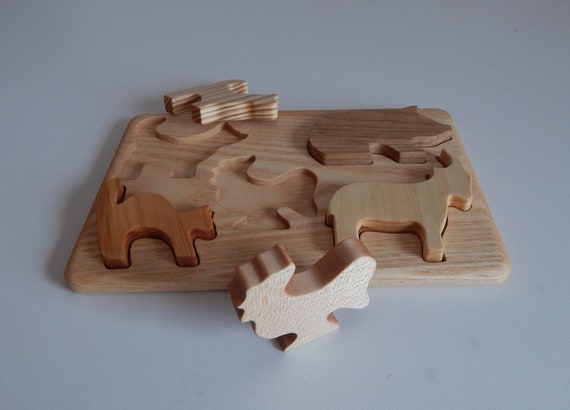 Puzzle en bois Ferme Animaux jouets bois de planche occupé Casse