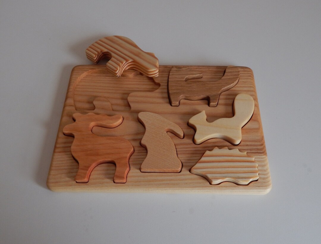 Wood Puzzle Forest Animals Wooden Puzzle Busy Board Toy Christmas Gift ...