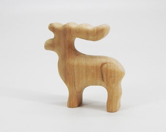 Bois Elk jouets Forêt Montessori jouets Waldorf animal éducatif En bois Sculpture figures Eco Friendly Natural Gifts