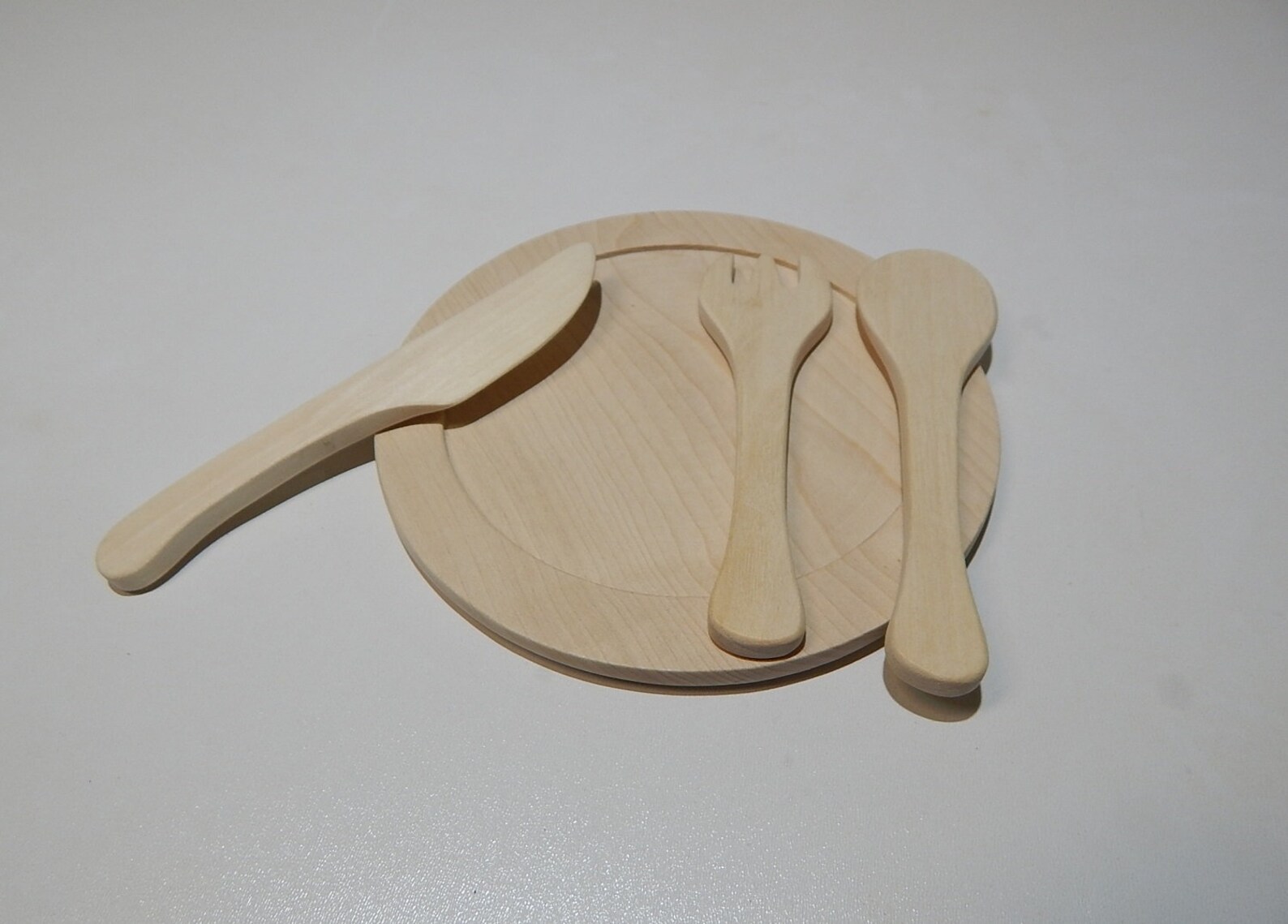 Children Cooking Set Wood Play Food Wood Plate Spoon Fork Etsy