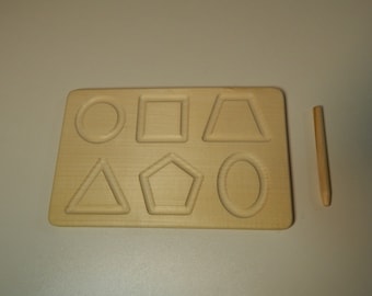 Tracing Wood Board shapes prewriting Tracing shapes Montessori Material HomeSchool Busy Board Learn shapes Waldorf Board Education Toy