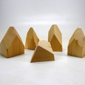 Diy-Kinderprojekt Unvollendete Holzhausformen Holzgebäude Spielzeugblöcke Dorf