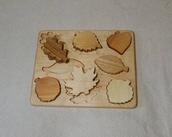 Leaf Wooden Puzzle Busy Board Waldorf Toy Toddler Brain teaser Organic Montessori Puzzles Educational Toys Baby