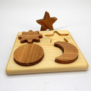 Baby wooden toy, Star Sun Puzzle Moon Montessori puzzles Waldorf Toddler Newborn toys image 2