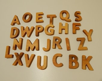 Magnets letters ABC English Wooden alphabet Wood Magnetic Vintage letters Educational toy Waldorf School Gift for a Teacher