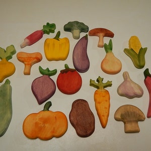 Wooden food play BIG cooking set Vegetable toy Children Wood vegetables Waldorf toys Montessori materials Organic